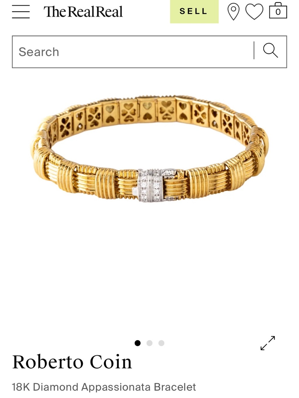 Roberto Coin 18K Yellow Gold Bracelet with White Diamond Accents